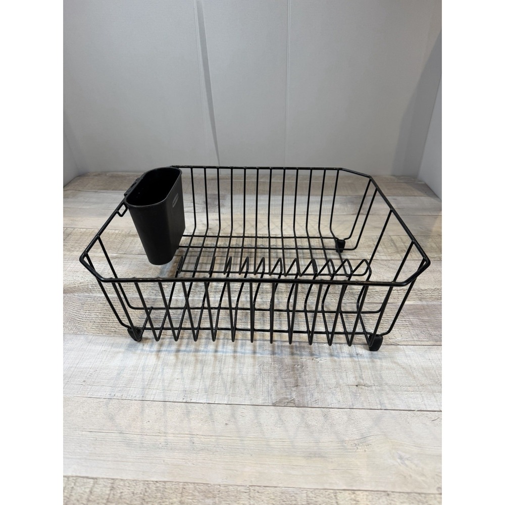 Rubbermaid Black Wire Dish Drainer Rack Silverware Basket Kitchen Sink Drying
